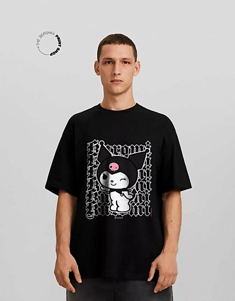Bershka T-Shirt Kuromi Im Boxy-Fit Mit Print Damen Xs Schwarz günstig online kaufen