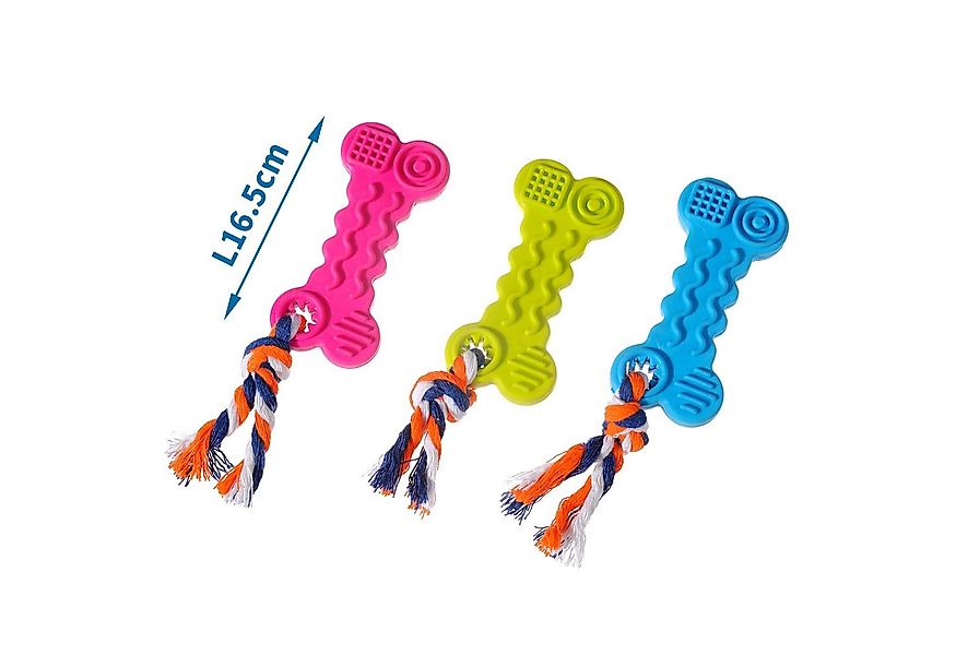 nobleza Kauspielzeug 3x TPR & Baumwollseilspielzeug Knochen Fun Spielseil f günstig online kaufen