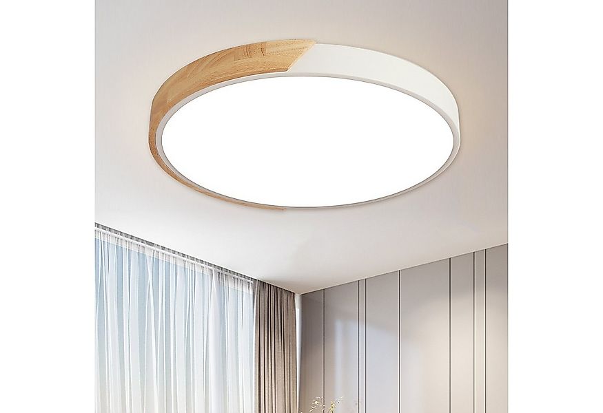 style home LED Deckenleuchte Runde Deckenlampe aus Holz & Metall, dimmbar m günstig online kaufen