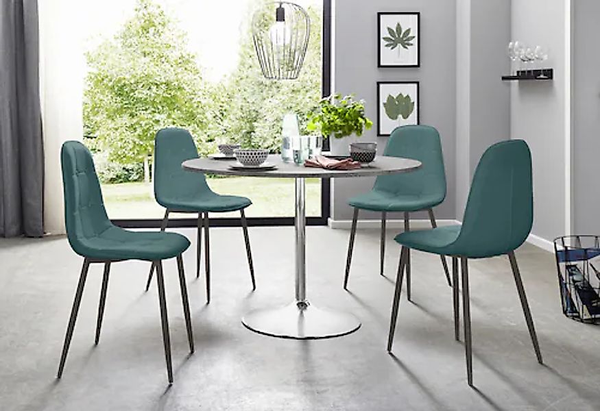 INOSIGN Essgruppe Set, 5 Stk. tlg. mit rundem Tisch im Zement-Optik günstig online kaufen