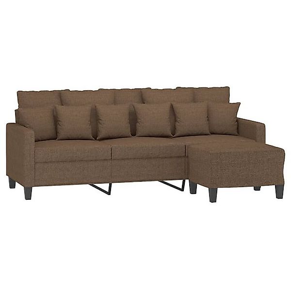 vidaXL Sofa 3-Sitzer-Sofa mit Hocker Braun günstig online kaufen