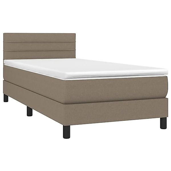 vidaXL Boxspringbett mit Matratze & LED Taupe 100x200 cm Stoff 3133217 günstig online kaufen
