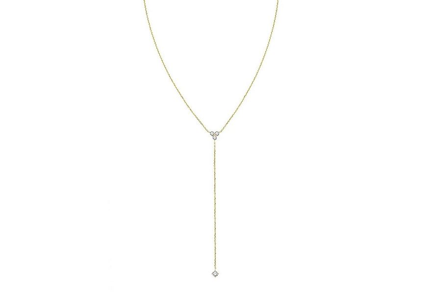Dear Me Goldkette 585 Lasso Kette & Drei Zirkonia für Damen, 14K Gelbgold Y günstig online kaufen