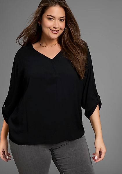 Laura Scott CURVE Schlupfbluse, aus fließender Viskose mit Ärmelriegeln zum günstig online kaufen