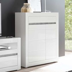 Wohnzimmer Highboard in Weiß Hochglanz 100 cm breit günstig online kaufen