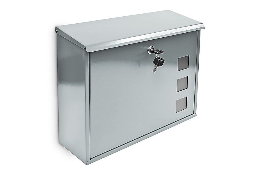 relaxdays Briefkasten Metall 3 Fenster Farbauswahl, silber günstig online kaufen