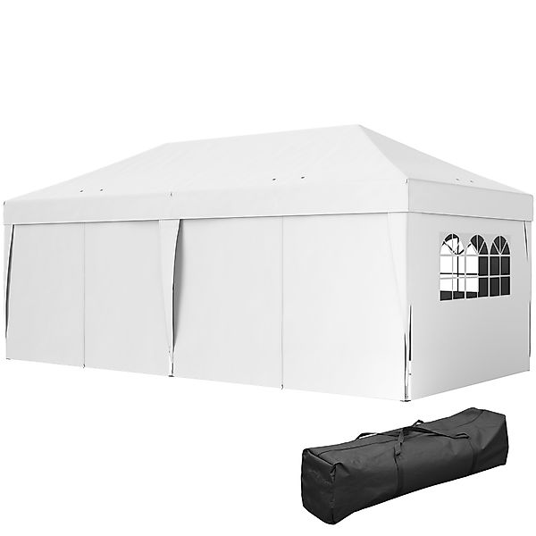 Outsunny Gartenpavillon Outdoor Faltpavillon 3 x 6 m Pop-Up mit 6 Seitenwän günstig online kaufen