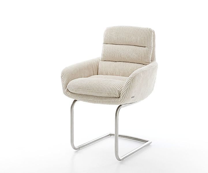 DELIFE Polsterstuhl Abelia-Flex, mit Armlehnen Freischwinger rund Edelstahl günstig online kaufen