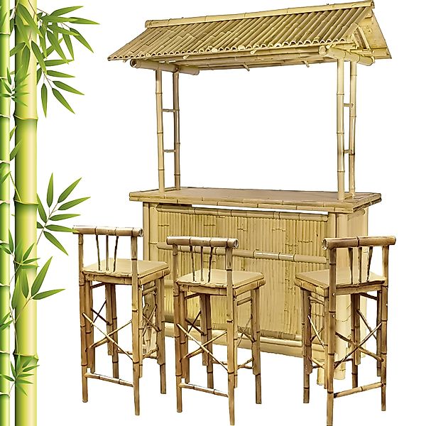 habeig Gartenbar-Set 4tlg. Bar Rivas Bambus günstig online kaufen