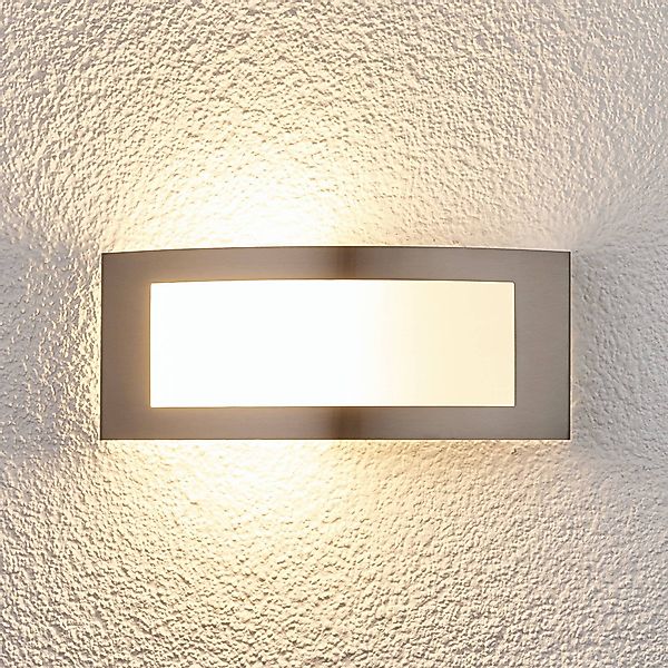 Lindby Außen-Wandleuchte Raja, Glühlampen, Modern, Edelstahl, günstig online kaufen