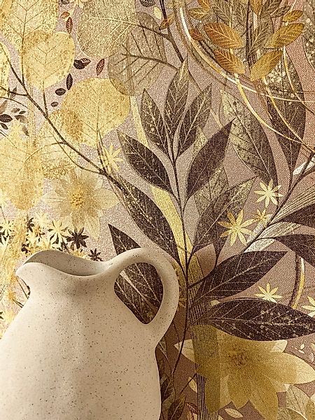 Newroom Vliestapete Amelle Ocker Tapete Mustertapete Blumen, Blätter, Flora günstig online kaufen