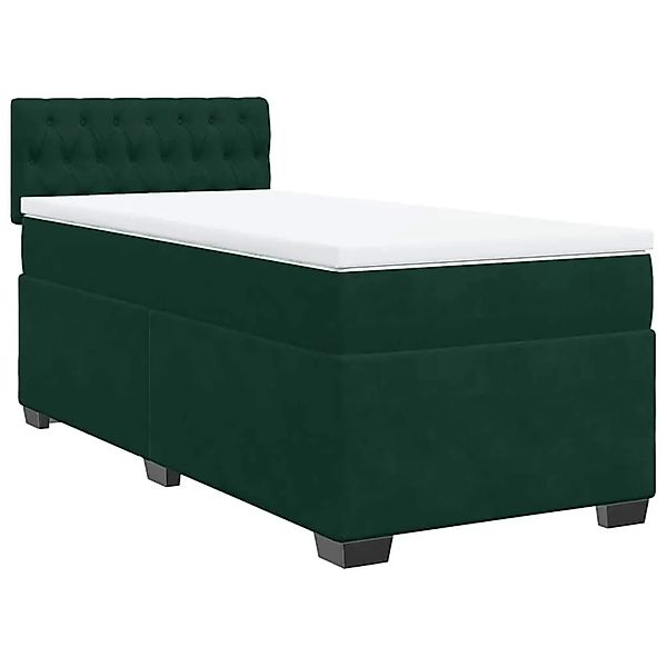 vidaXL Boxspringbett mit Matratze Dunkelgrün 90x190 cm Samt 3286195 günstig online kaufen