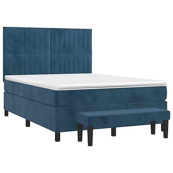 vidaXL Boxspringbett mit Matratze Dunkelblau 140x190 cm Samt 3137963 günstig online kaufen