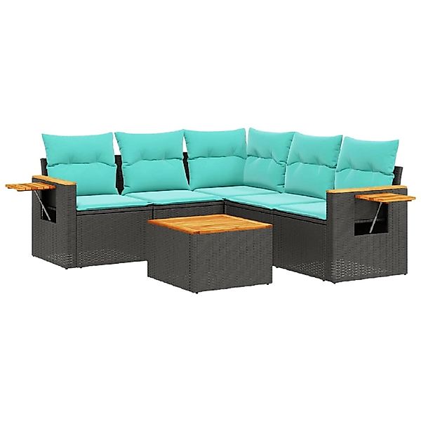 vidaXL 6-Tlg Garten-Sofagarnitur mit Kissen Schwarz Poly Rattan 3226806 günstig online kaufen