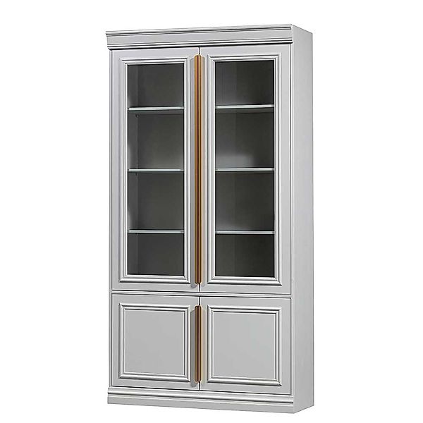 Vintage Wohnzimmervitrinenschrank in Hellgrau 110x215x44 cm günstig online kaufen