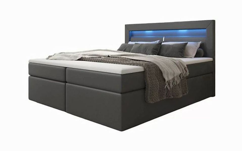 Luxusbetten24 Boxspringbett Repos, mit LED-Beleuchtung und USB-Anschluss günstig online kaufen