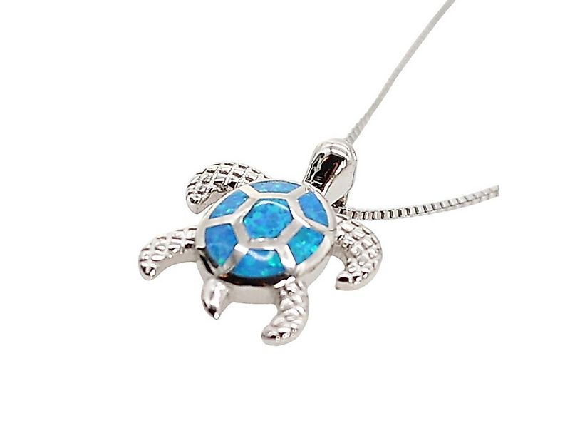 ELLAWIL Silberkette Schildkröten Anhänger Schildkröte türkisfarbenen Panzer günstig online kaufen