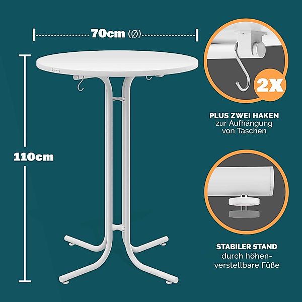 Casaria Stehtisch, Ø70x110 cm klappbar rund günstig online kaufen
