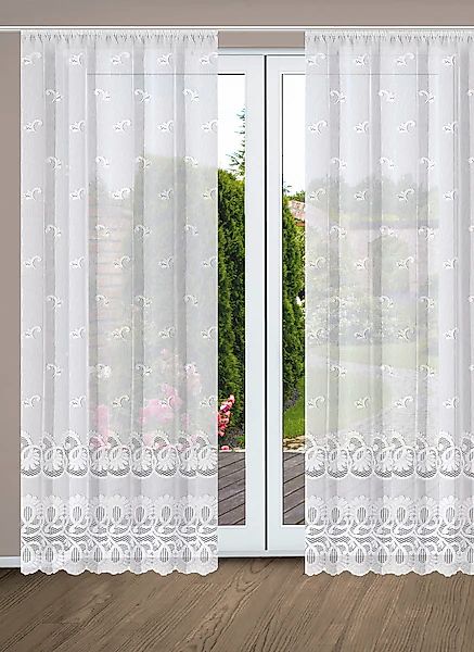 HOME WOHNIDEEN Vorhang »LEONORA«, (1 St.), Faltenbandstore Jacquard fein LE günstig online kaufen