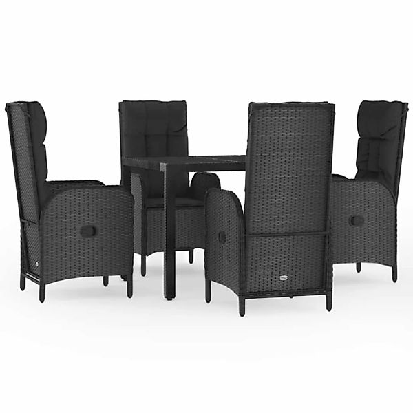 Vidaxl 5-tlg. Garten-essgruppe Mit Kissen Schwarz Poly Rattan günstig online kaufen