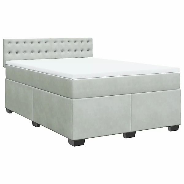 vidaXL Boxspringbett mit Matratze Hellgrau 140x190 cm Samt2099148 günstig online kaufen