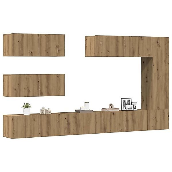 vidaXL Schrankmodule 7-tlg. TV-Schrank-Set Wandmontage Artisan-Eiche Holzwe günstig online kaufen