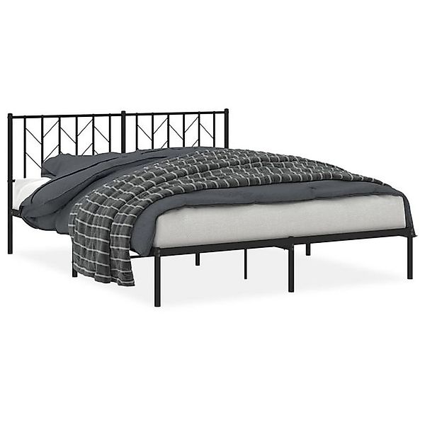 vidaXL Bettgestell, Bettrahmen mit Kopfteil Metall Schwarz 160x200 cm günstig online kaufen