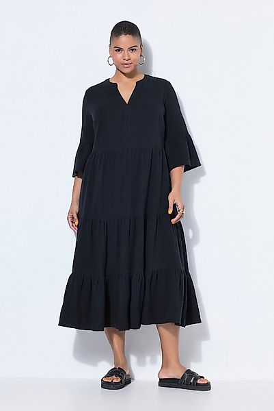 Studio Untold Maxikleid Maxikleid A-Line Musselin Stehkragen Volants günstig online kaufen