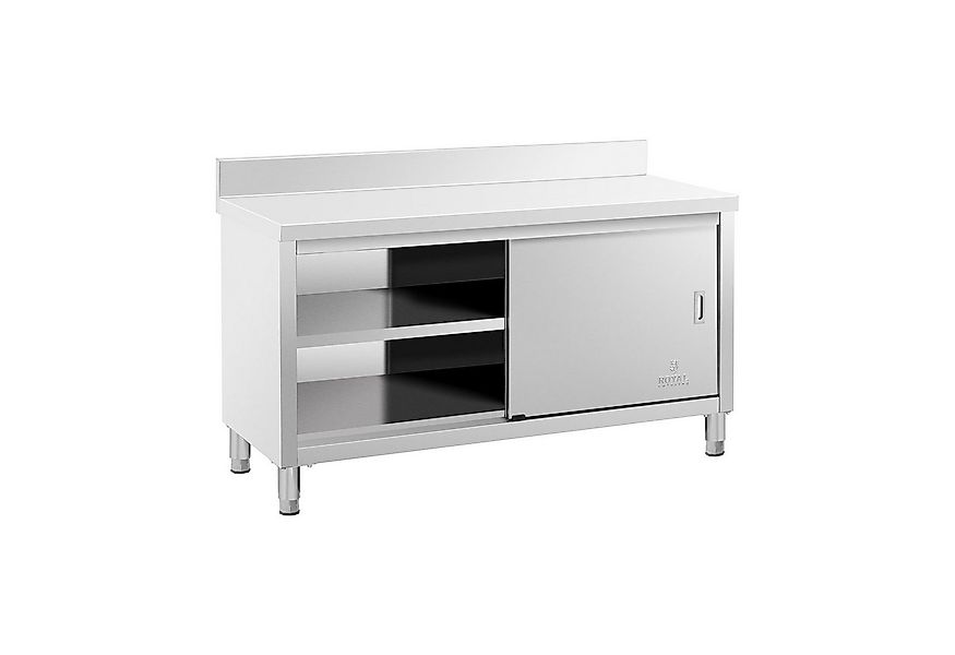 Royal Catering Arbeitstisch Arbeitsschrank 150 x 60 cm Edelstahl Aufkantung günstig online kaufen
