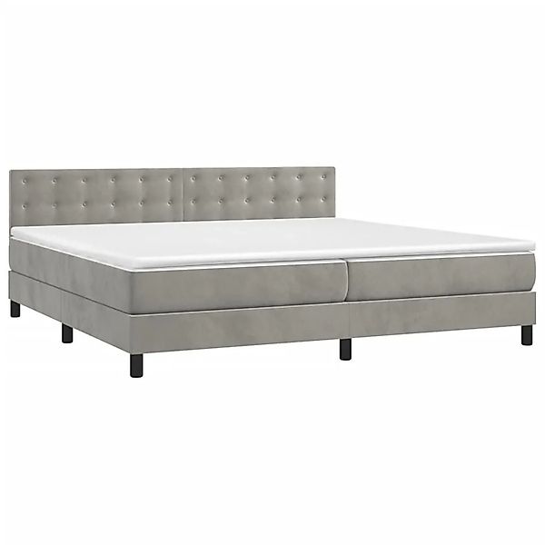 vidaXL Boxspringbett mit Matratze & LED Hellgrau 200x200 cm Samt 3134663 günstig online kaufen