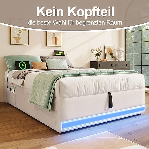 REDOM Polsterbett mit LED und USB/Typ-C günstig online kaufen