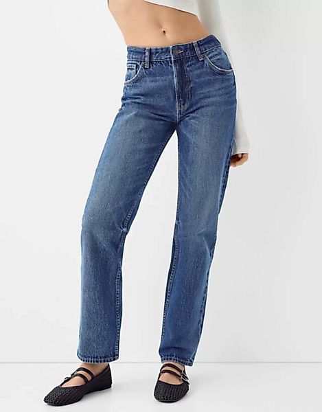 Bershka Straight Fit Jeans Damen 32 Blau günstig online kaufen