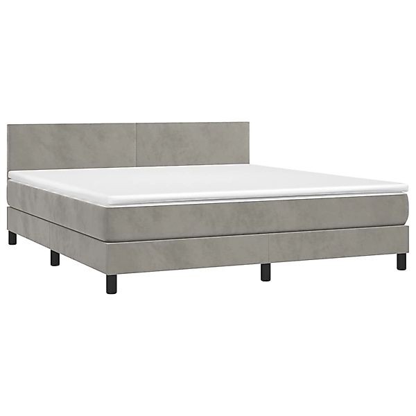 vidaXL Boxspringbett mit Matratze & LED Hellgrau 180x200 cm Samt 3134297 günstig online kaufen