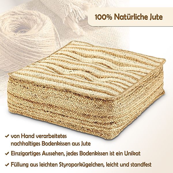 Amagohome Sitzhocker Sitzhocker Sitzpouf Jute Bodenkissen günstig online kaufen