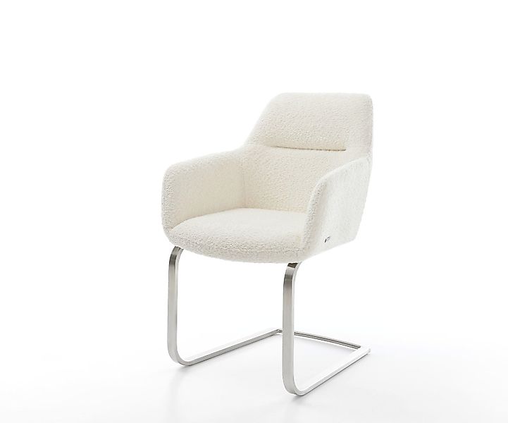 Freischwinger Pejo-Flex Bouclé Weiß Freischwinger flach Edelstahl Taschenfe günstig online kaufen