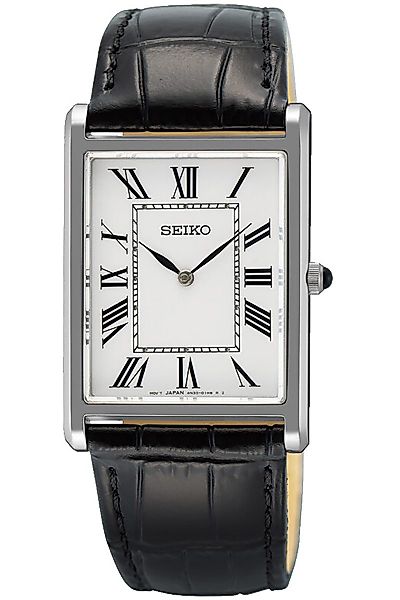 Seiko Quarzuhr Quarz mit Lederband Schwarz günstig online kaufen