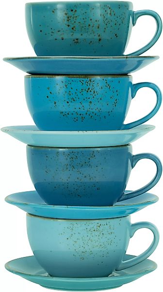 CreaTable Cappuccinotassen-Set Nature Collection AQUA blau Steinzeug 8 tlg. günstig online kaufen