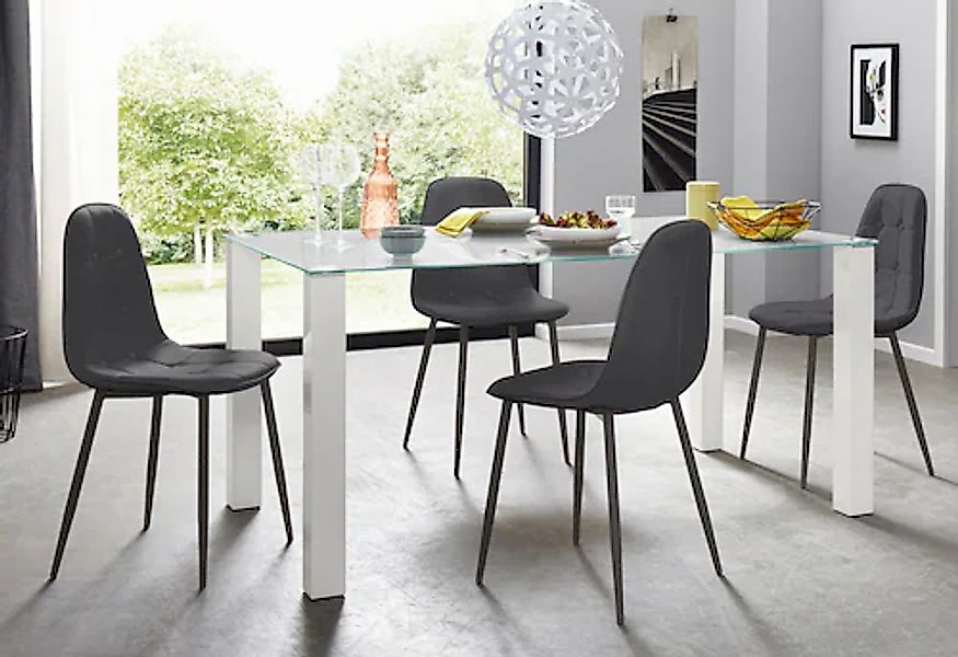 INOSIGN Essgruppe Set, 5 Stk. tlg. mit Glastisch, Breite 160 cm günstig online kaufen