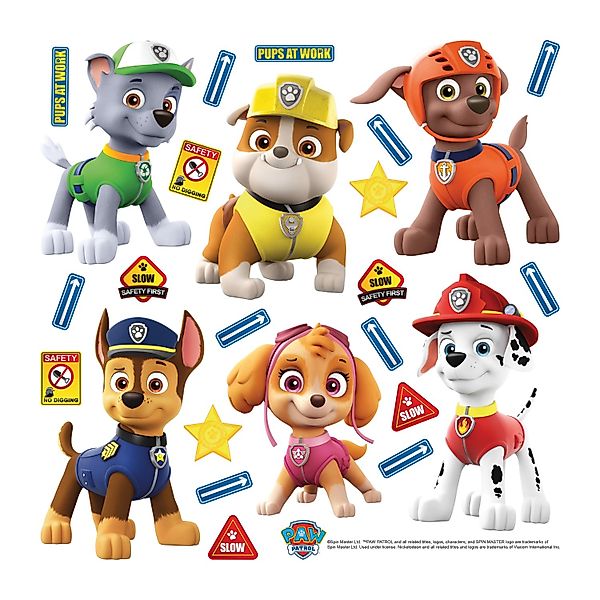 Sanders & Sanders Wandtattoo Paw Patrol Blau Gelb und Orange 30 x 30 cm 600 günstig online kaufen