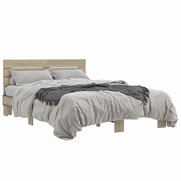 vidaXL Bettgestell Sonoma-Eiche 140x190 cm Holzwerkstoff und Metall 3280168 günstig online kaufen