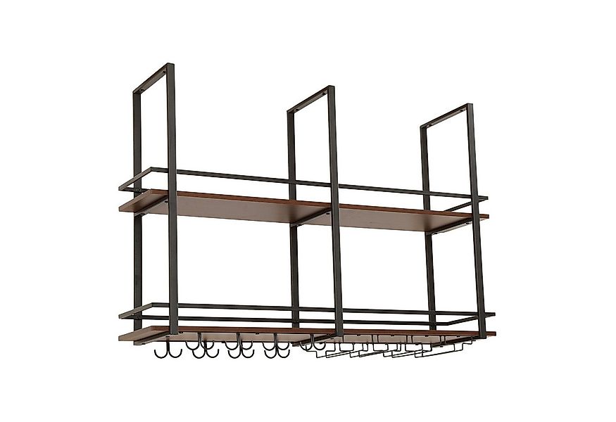 en.casa Weinregal, »Hubro« mit Glashalterung 120 x 30 x 85 cm Schwarz/Walnu günstig online kaufen