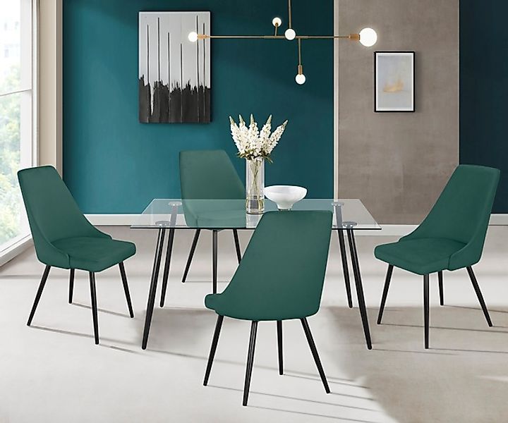 INOSIGN Essgruppe »Danny-Malio« Set, Set 140 cm, 5 Stk. tlg. Glastisch 140x günstig online kaufen