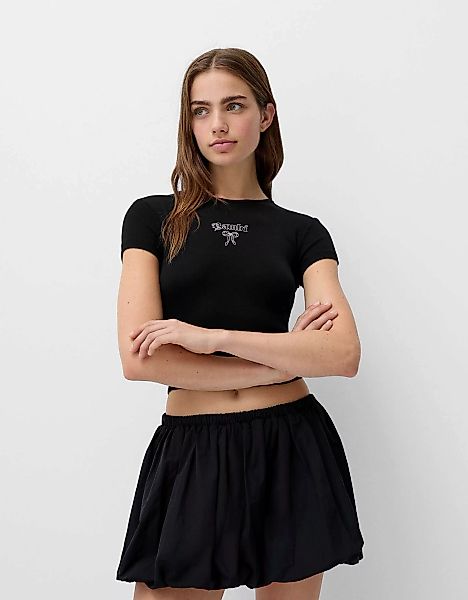 Bershka T-Shirt Disney Bambi Mit Kurzen Ärmeln Damen 10-12 Schwarz günstig online kaufen