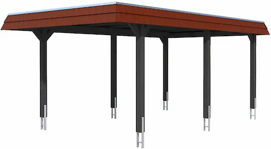 Skanholz Einzelcarport »Wendland« Massivholz 291 cm Anthrazit, rote Blende günstig online kaufen