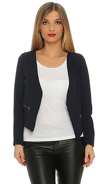 Mississhop Jackenblazer Blazer Langarm Jacke kragenlos mit Reißverschluss m günstig online kaufen