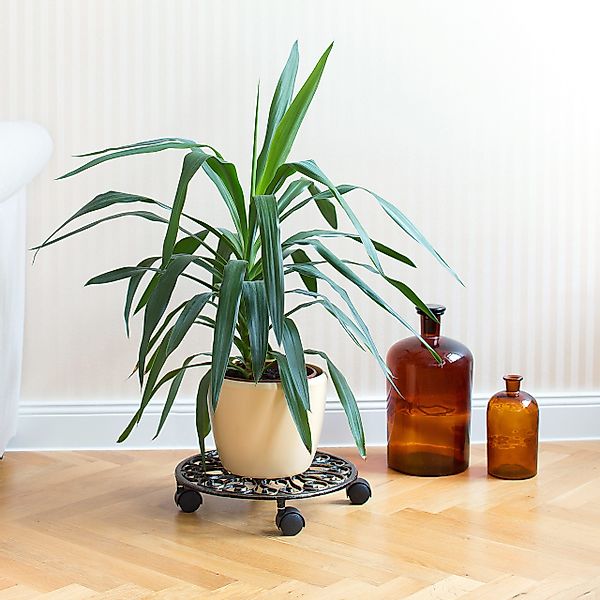relaxdays Blumentopfuntersetzer 2 x Pflanzenroller Gusseisen günstig online kaufen
