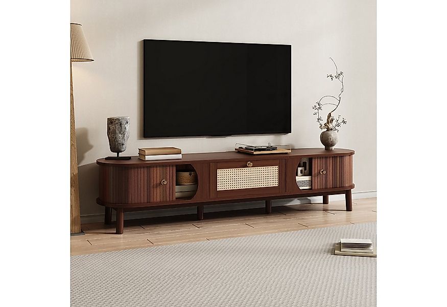 HAUSS SPOLE TV-Schrank mit 2 Schiebetüren aus Naturholz und Schubladen aus günstig online kaufen