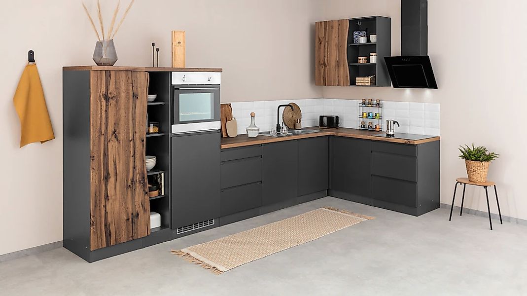 KOCHSTATION "KS-Bruneck" Stellbreite 380/180 cm breit, ohne E-Geräten, MDF günstig online kaufen