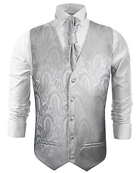 Paul Malone Anzugweste Herren Hochzeitsweste mit Plastron Set 2tlg paisley günstig online kaufen