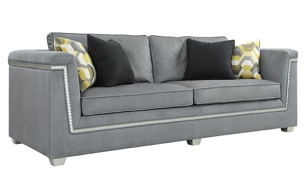 JVmoebel Sofa Luxus Grauer Dreisitzer Sofa Dubai Möbel Sofa Wohnzimmer Couc günstig online kaufen